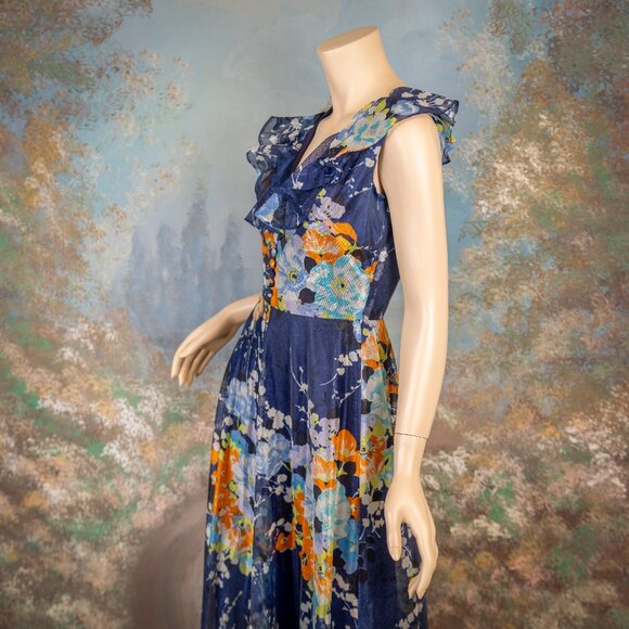 Vintage Berkertex Sleeveless Floral Maxi Dress (Made in England) * Small - Picture 9 of 16